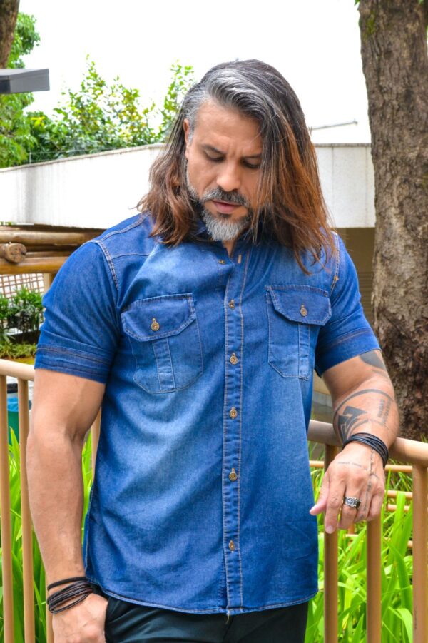 Camisa Jeans Manga Curta - Image 6