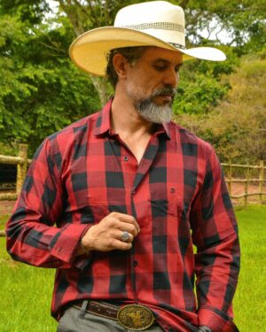 Camisa Xadrez Manga Longa 100% Algodão