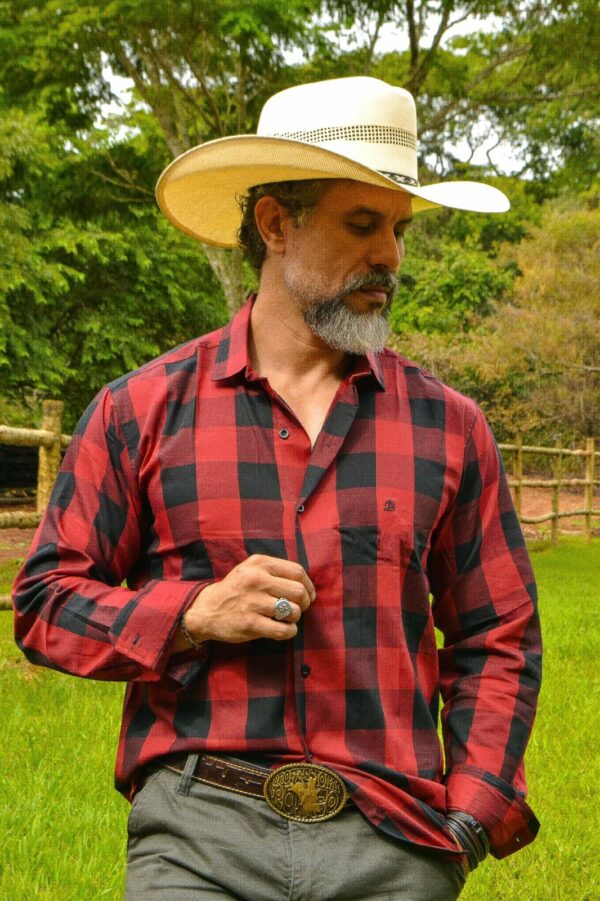 Camisa Xadrez Manga Longa 100% Algodão
