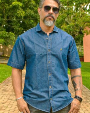 Camisa Jeans Manga Curta