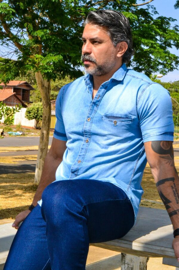 Camisa Jeans Manga Curta - Image 12