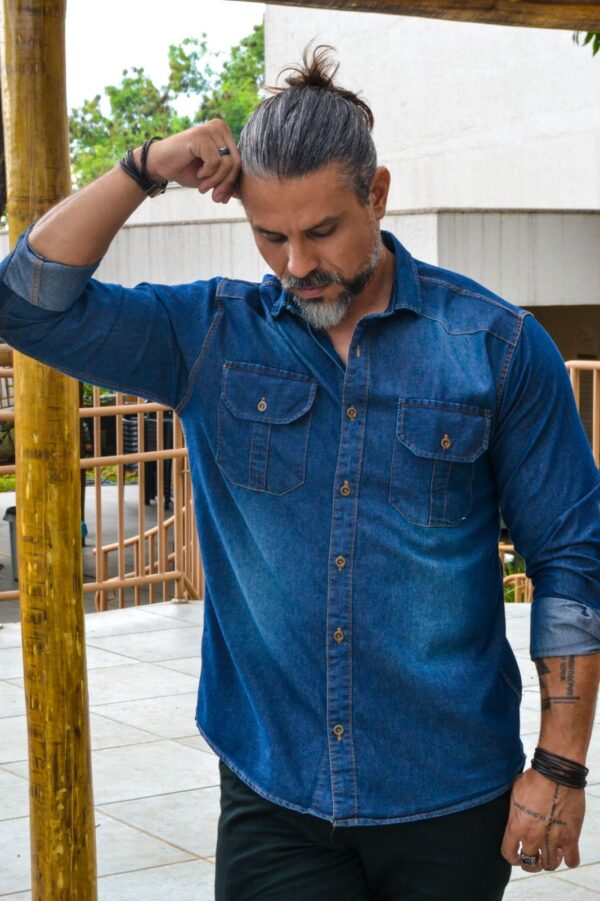 Camisa Jeans Manga Longa - Image 6
