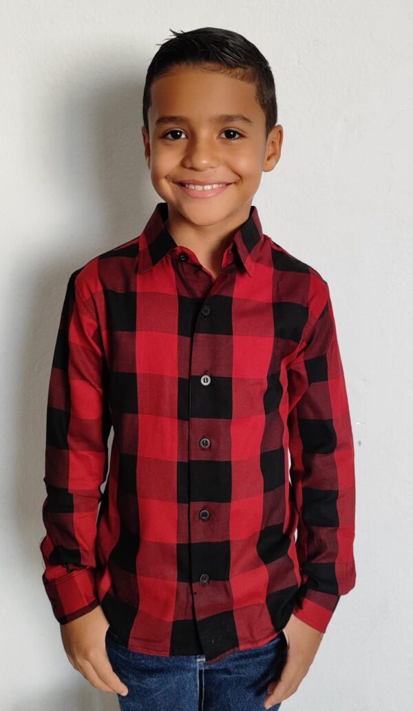 Camisa Infantil Manga Longa Xadrez - Image 2