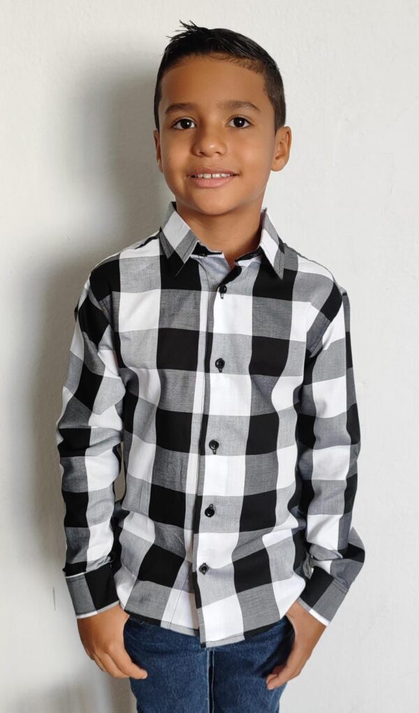 Camisa Infantil Manga Longa Xadrez - Image 3
