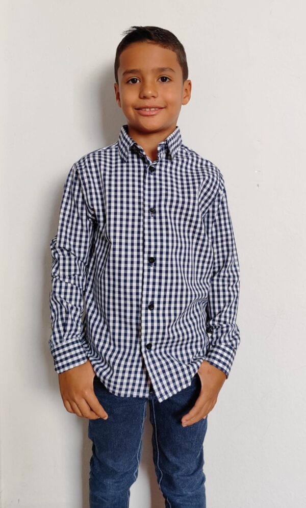 Camisa Infantil Manga Longa Xadrez - Image 7