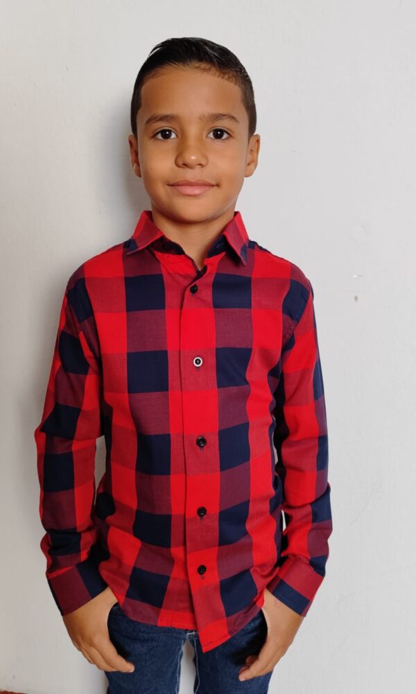 Camisa Infantil Manga Longa Xadrez - Image 13