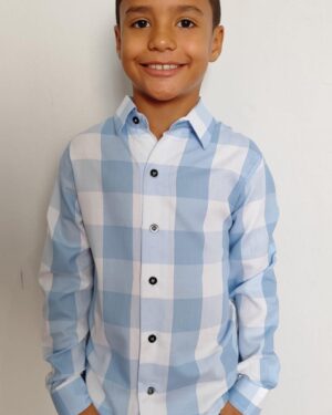 Camisa Infantil Manga Longa Xadrez
