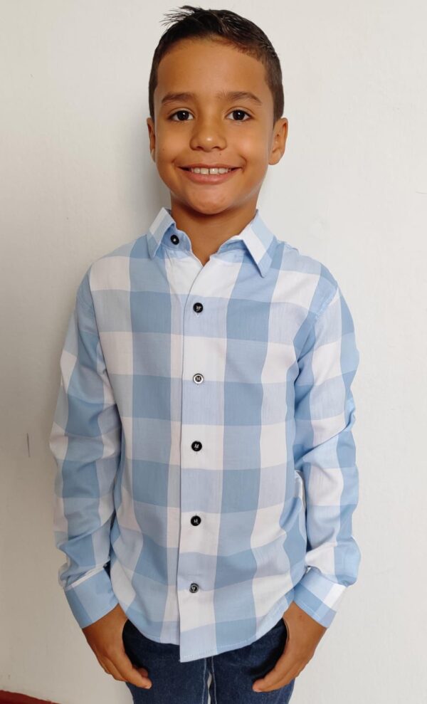 Camisa Infantil Manga Longa Xadrez